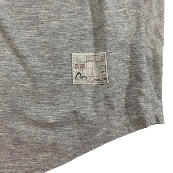 Evisu Men Heather Grey Evisu Osaka Print Racerback Tank T-Shirt Sz S Patch Japan - Picture 14 of 15